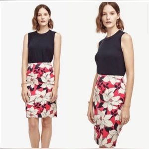 Ann Taylor Pink Hibiscus Pencil Skirt